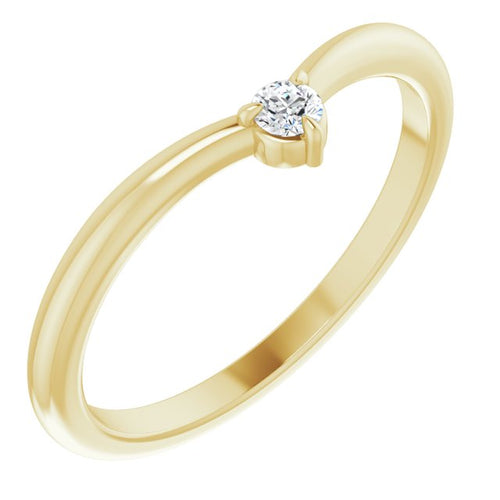 14K Yellow .06 CT Diamond Stackable V Ring