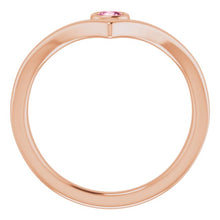 Load image into Gallery viewer, 14K Rose Natural Pink Tourmaline Bezel-Set V Ring
