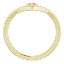 Load image into Gallery viewer, 14K Yellow Natural Pink Tourmaline Bezel-Set V Ring

